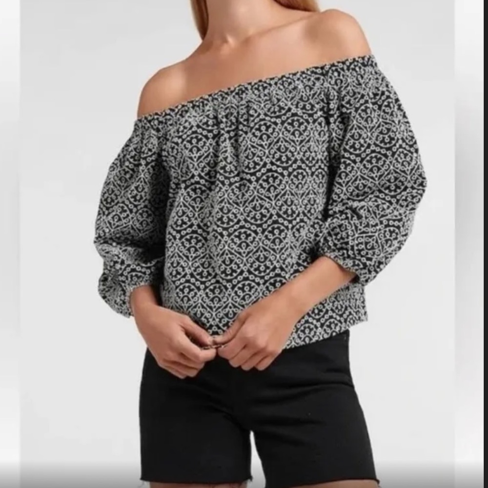 NWT Express embroidered eyelet off shoulder top